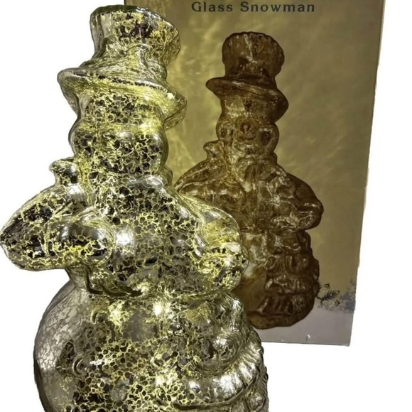 Glass Snowman Figurine with LED Lights - Picture 1 of 7